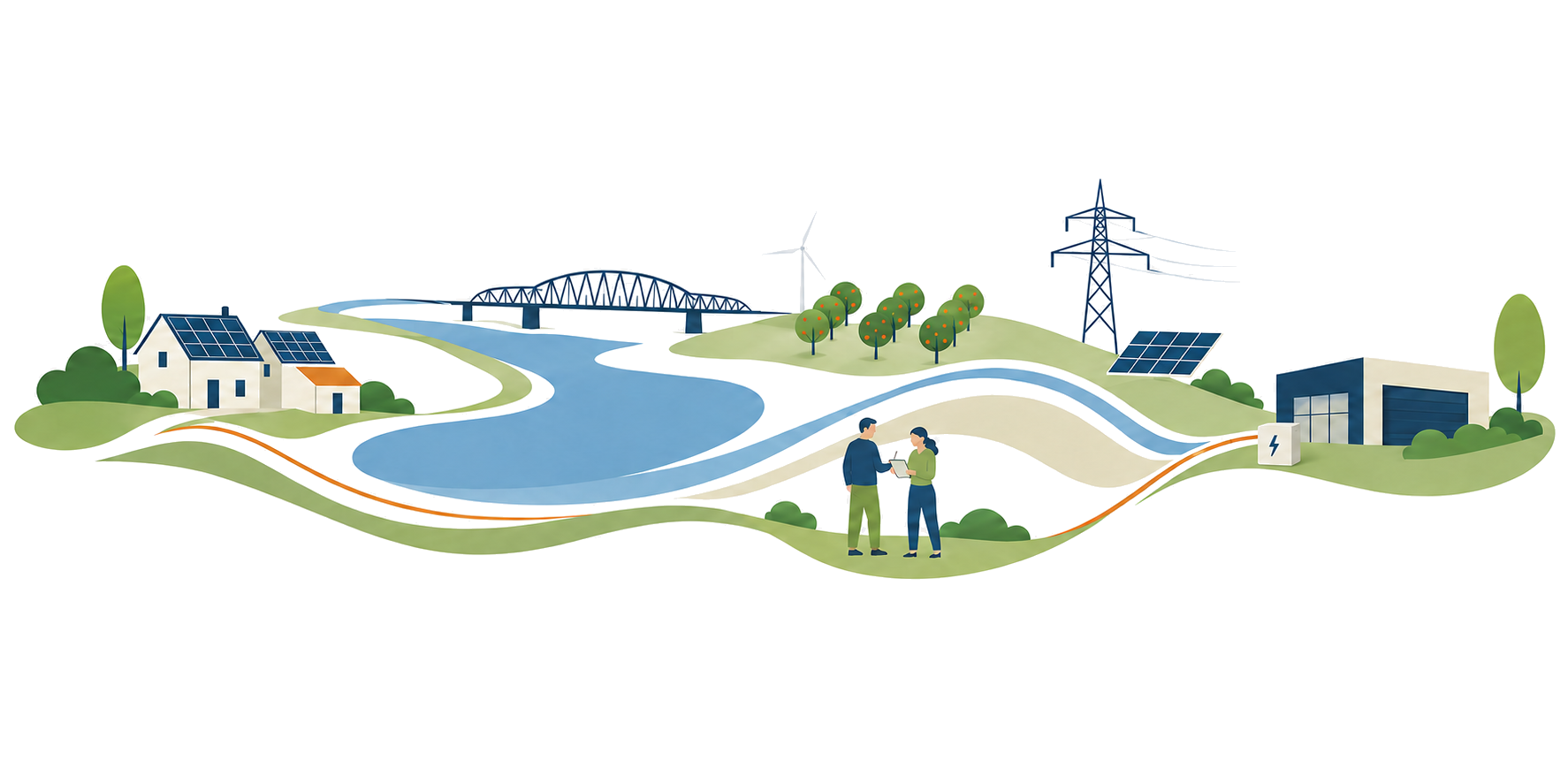 Illustratie van een vrouw die Rivierenland samen vormgeeft